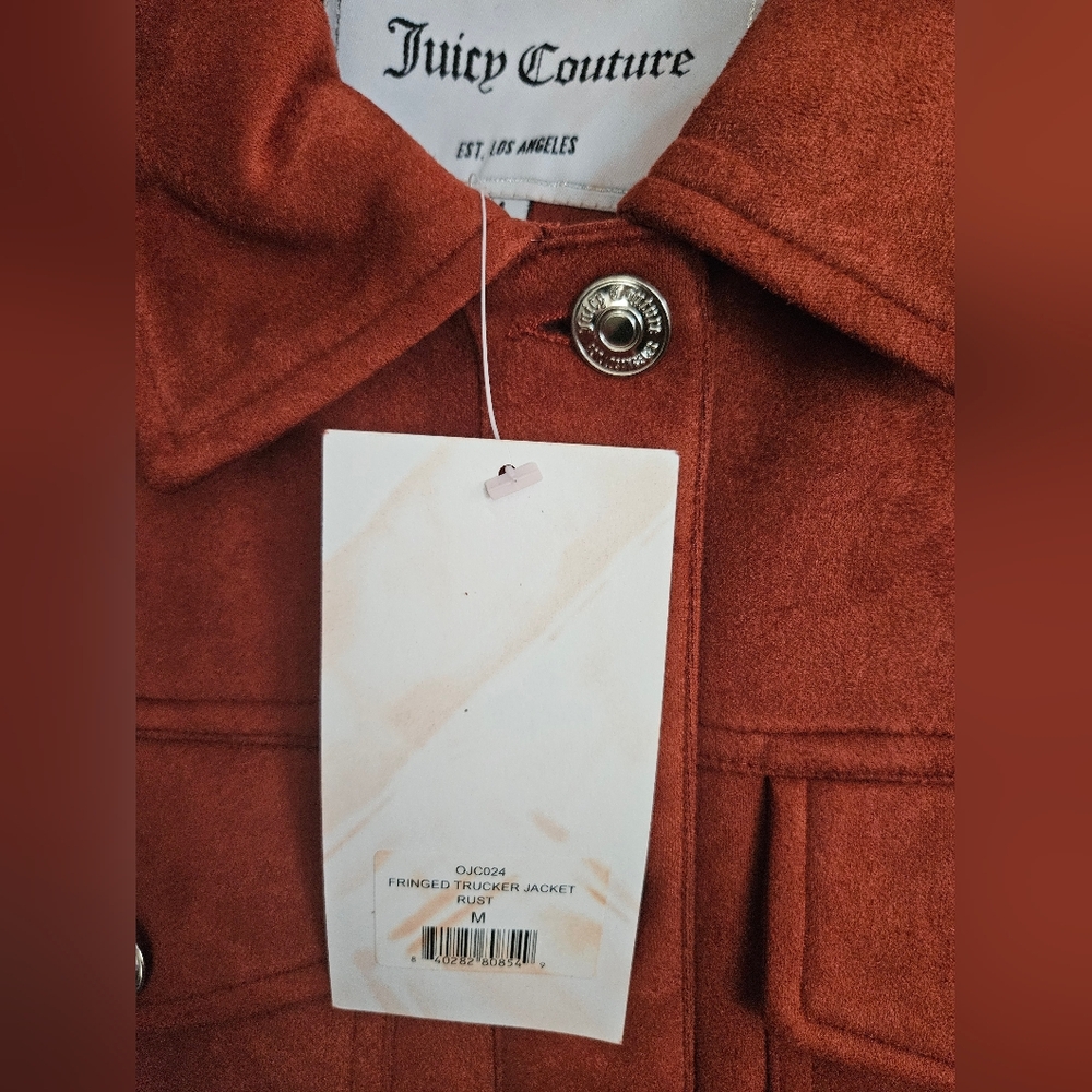 NWT Juicy Couture Rust Fringe Trucker Jacket - M - Picture 8 of 10